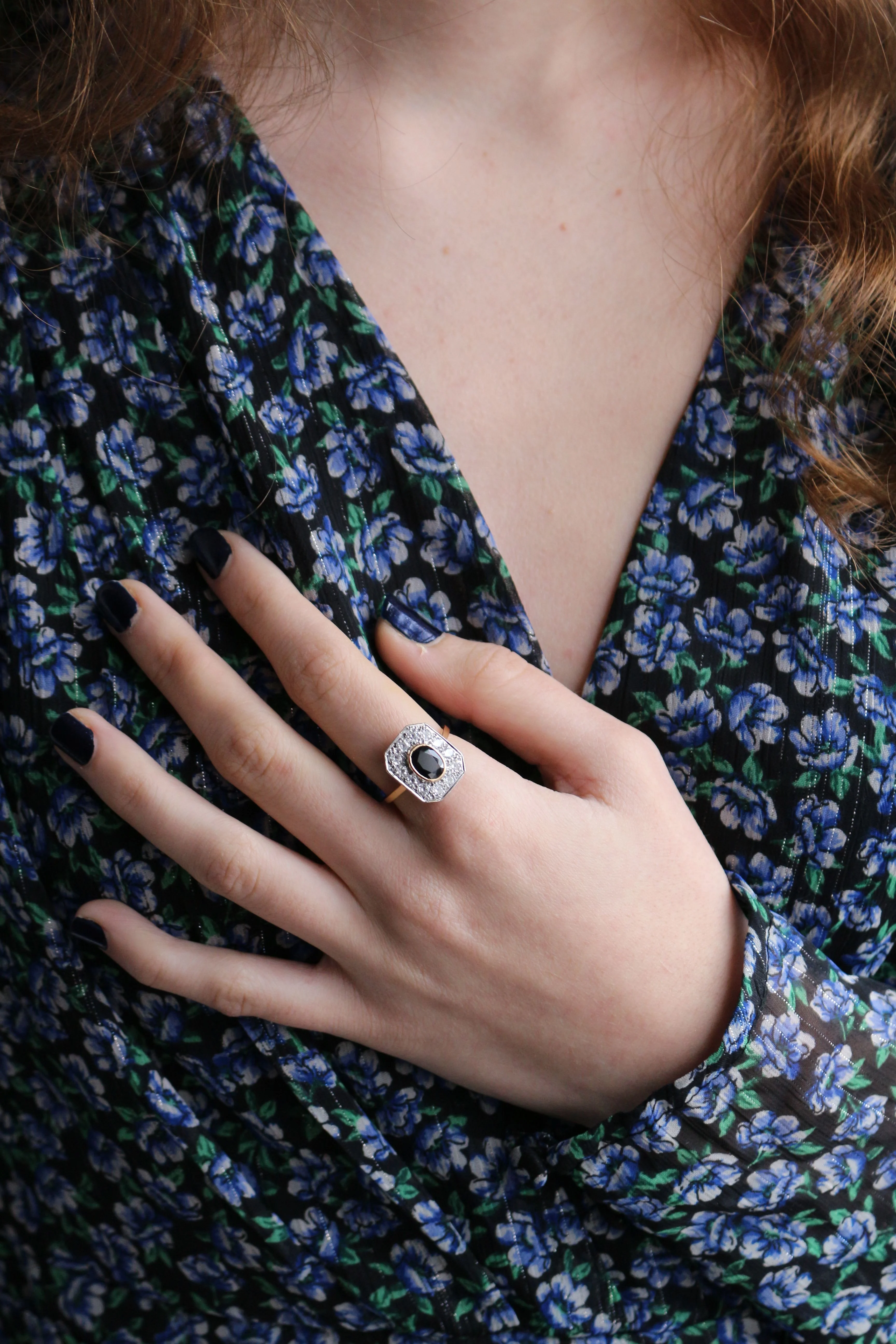 Bague Art Déco Saphir à Pans Coupés - Image 11
