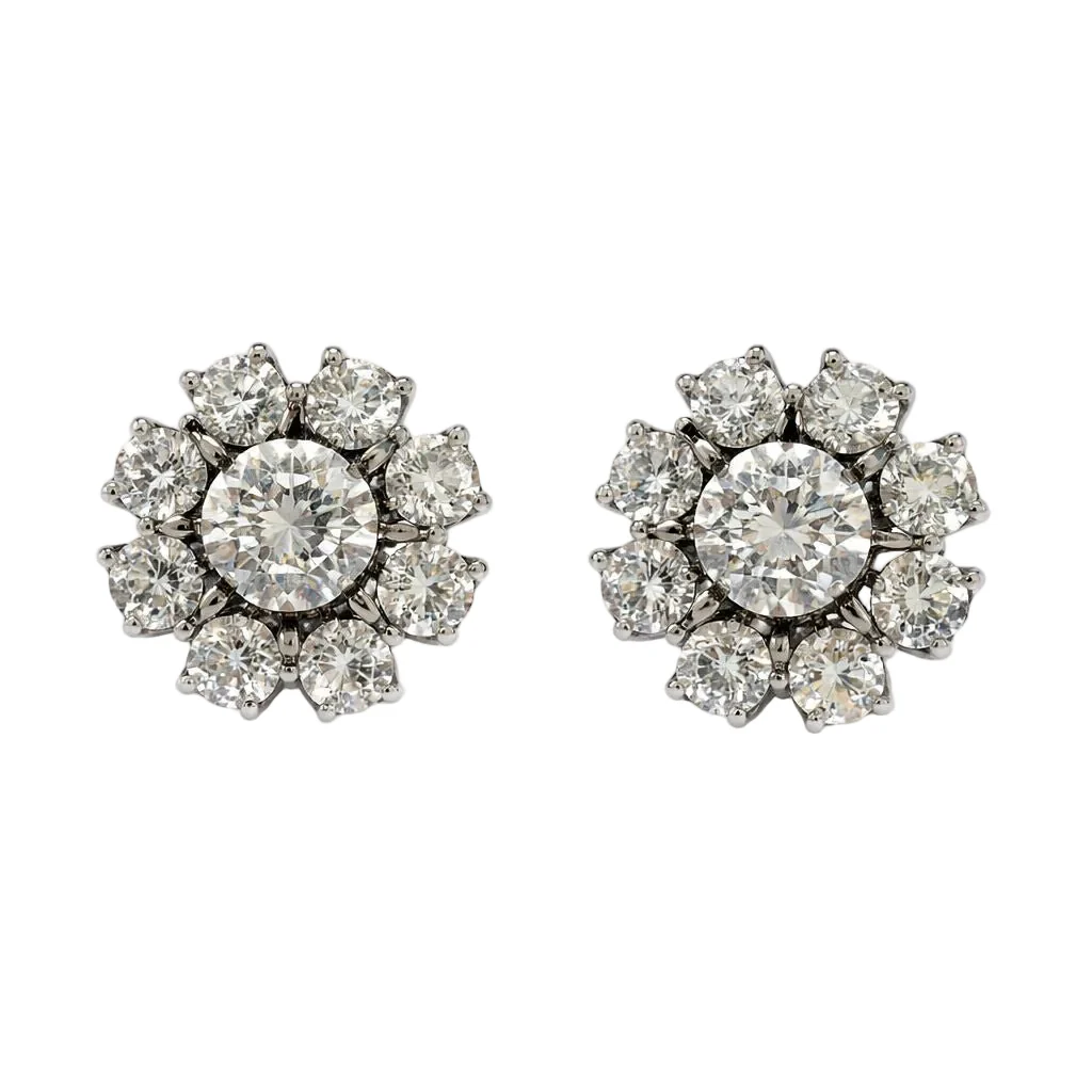 Boucles d'oreilles Puces en or blanc et diamants