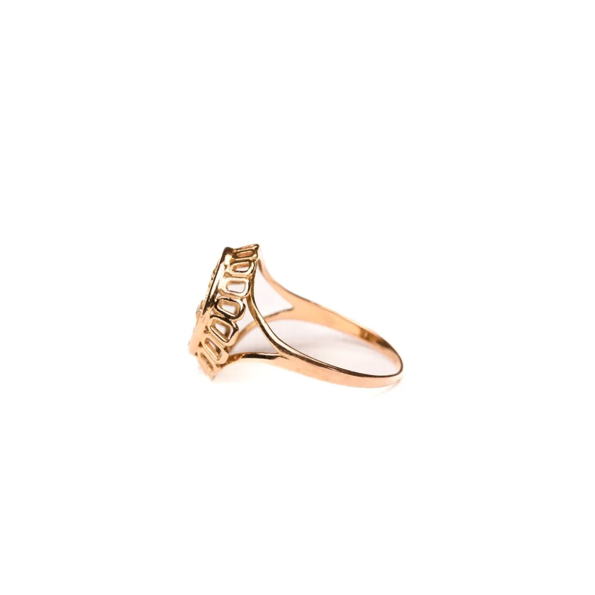 Bague chevalière Augis vintage diamant rubis en or jaune - Image 3