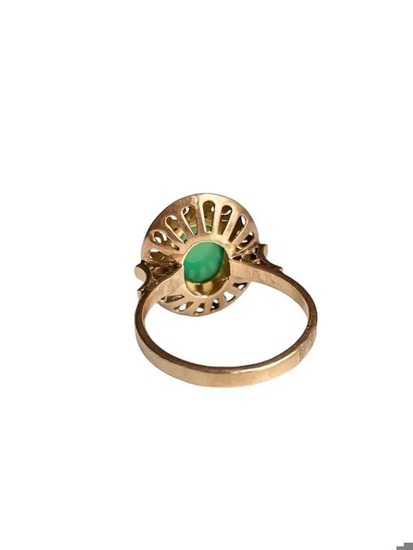 Bague en or rose 14k sertie d’une chrysoprase - Image 4