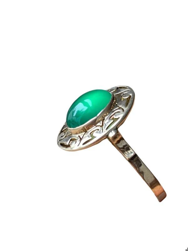 Bague en or rose 14k sertie d’une chrysoprase - Image 5
