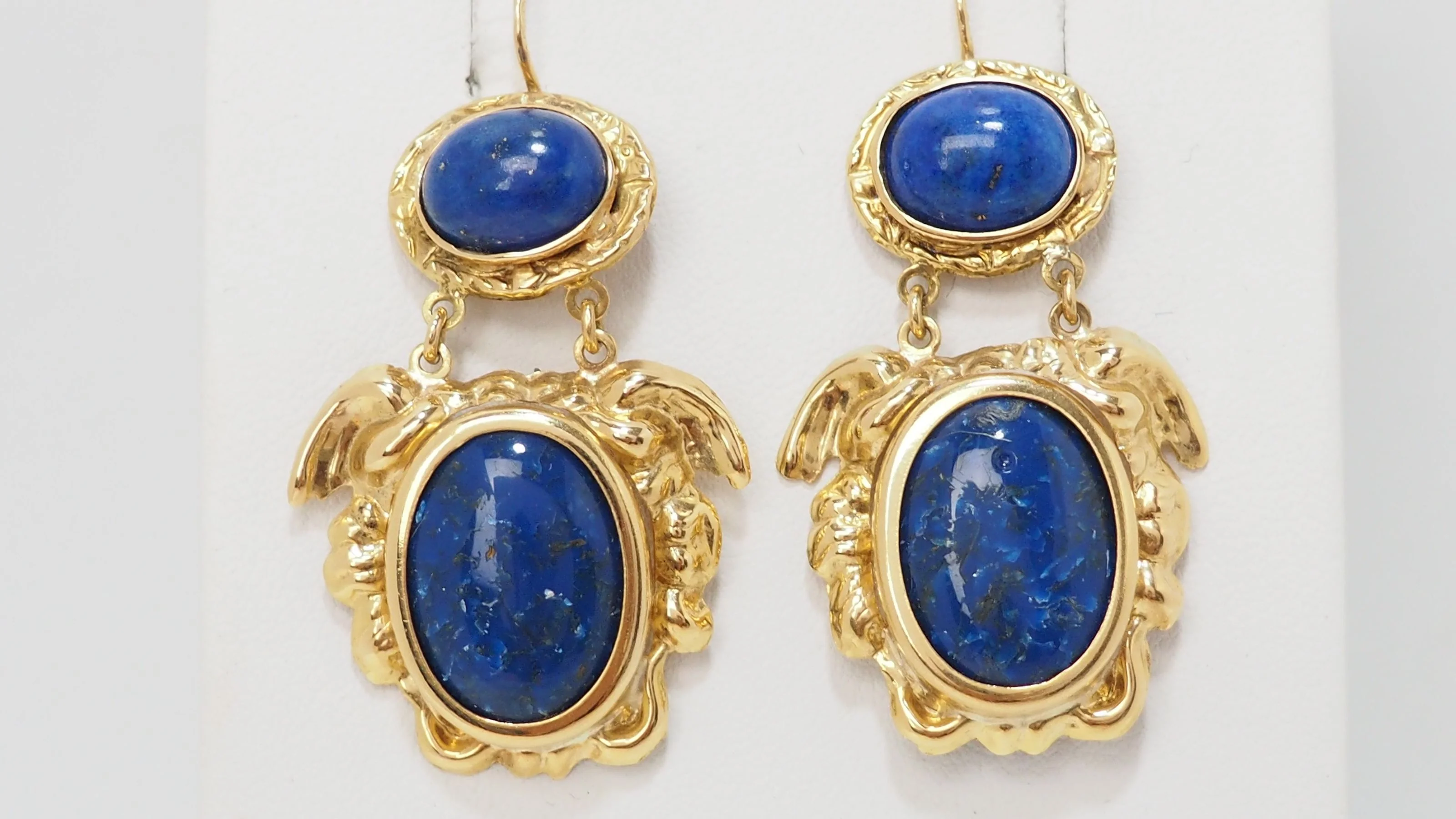 Boucles d'Oreilles en or jaune et lapis-lazuli - Image 3
