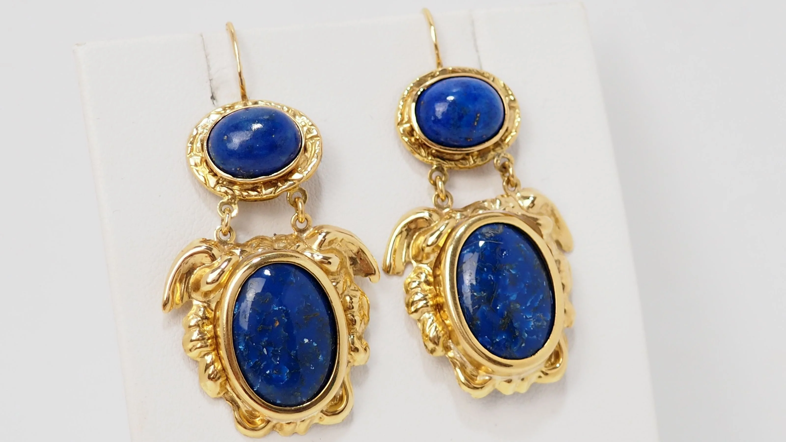 Boucles d'Oreilles en or jaune et lapis-lazuli - Image 4