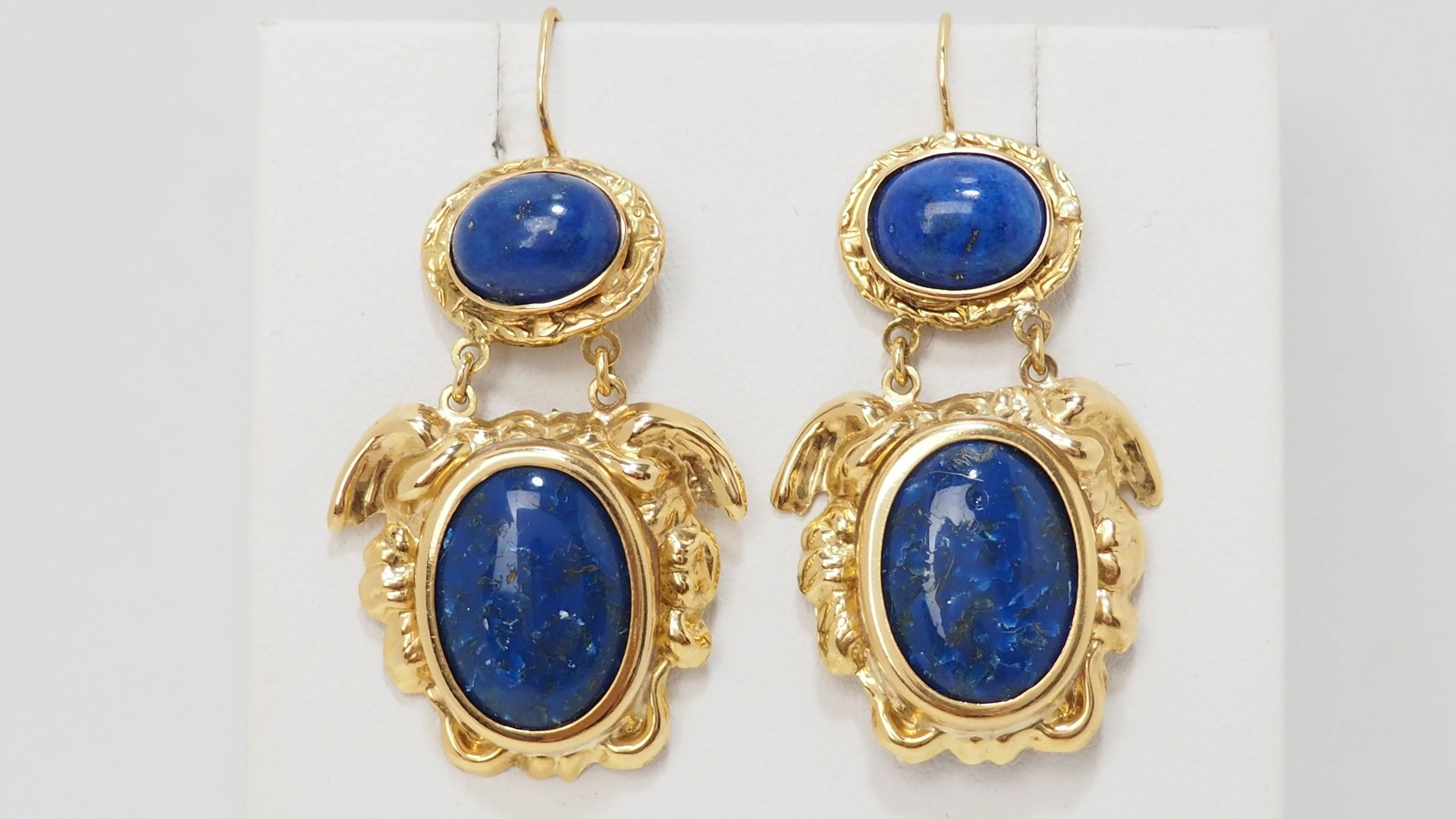 Boucles d'Oreilles en or jaune et lapis-lazuli - Image 5