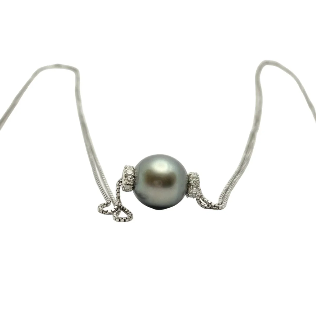 Collier DAMIANI en or blanc, perle et diamants - Image 2