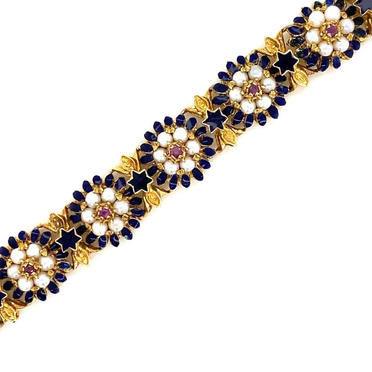 Bracelet en émail et or jaune - Image 4