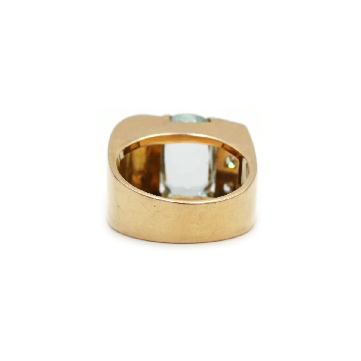 Bague Tank - Or jaune, Platine, Aigue-Marine et Diamants - Image 3