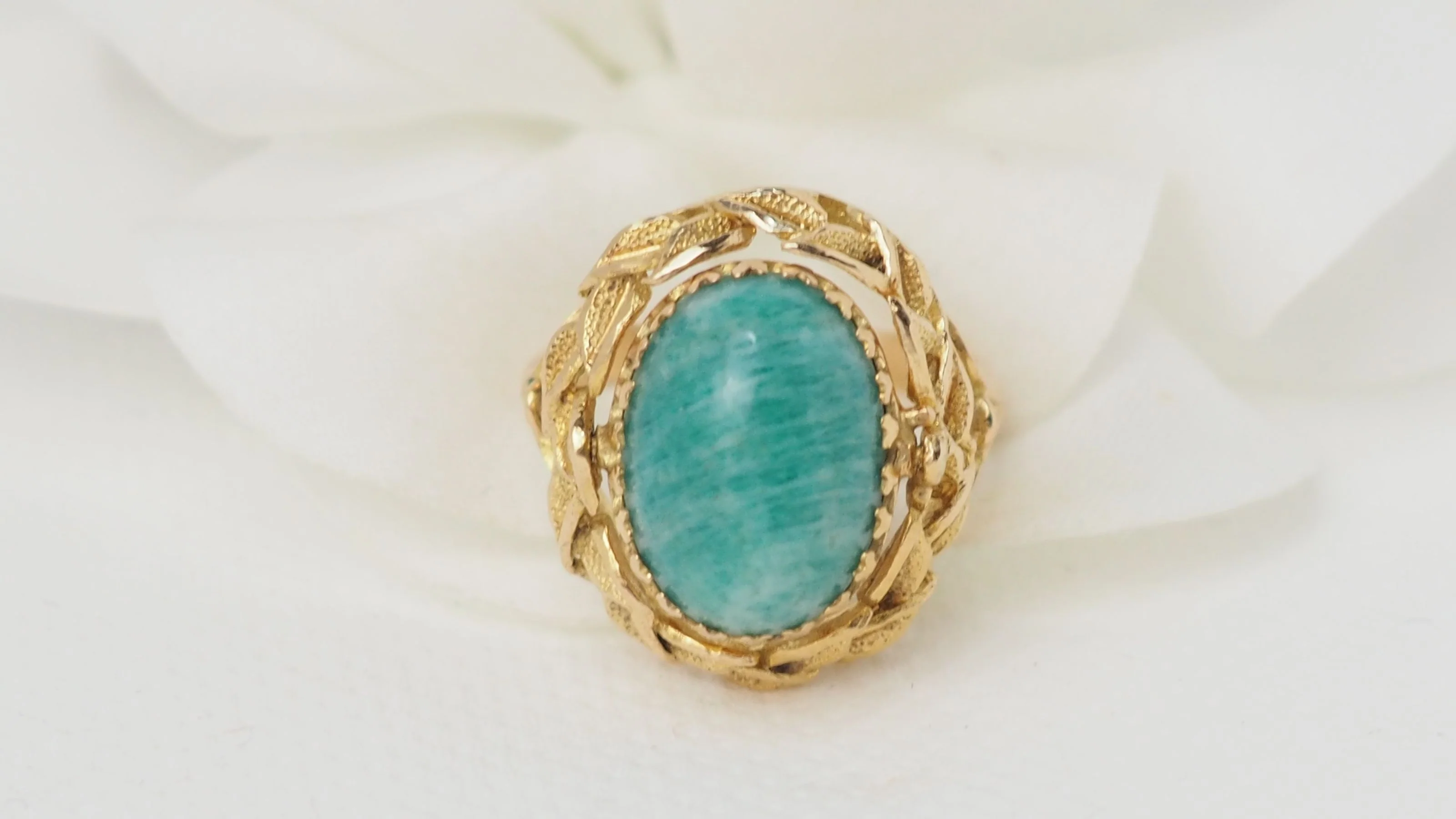Bague Basculante En Or Jaune, Perles Et Amazonite - Image 3
