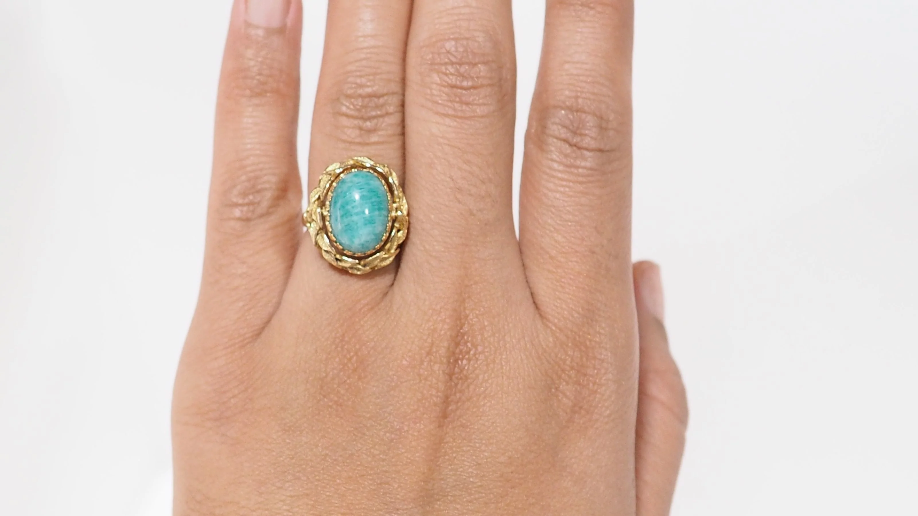 Bague Basculante En Or Jaune, Perles Et Amazonite - Image 5