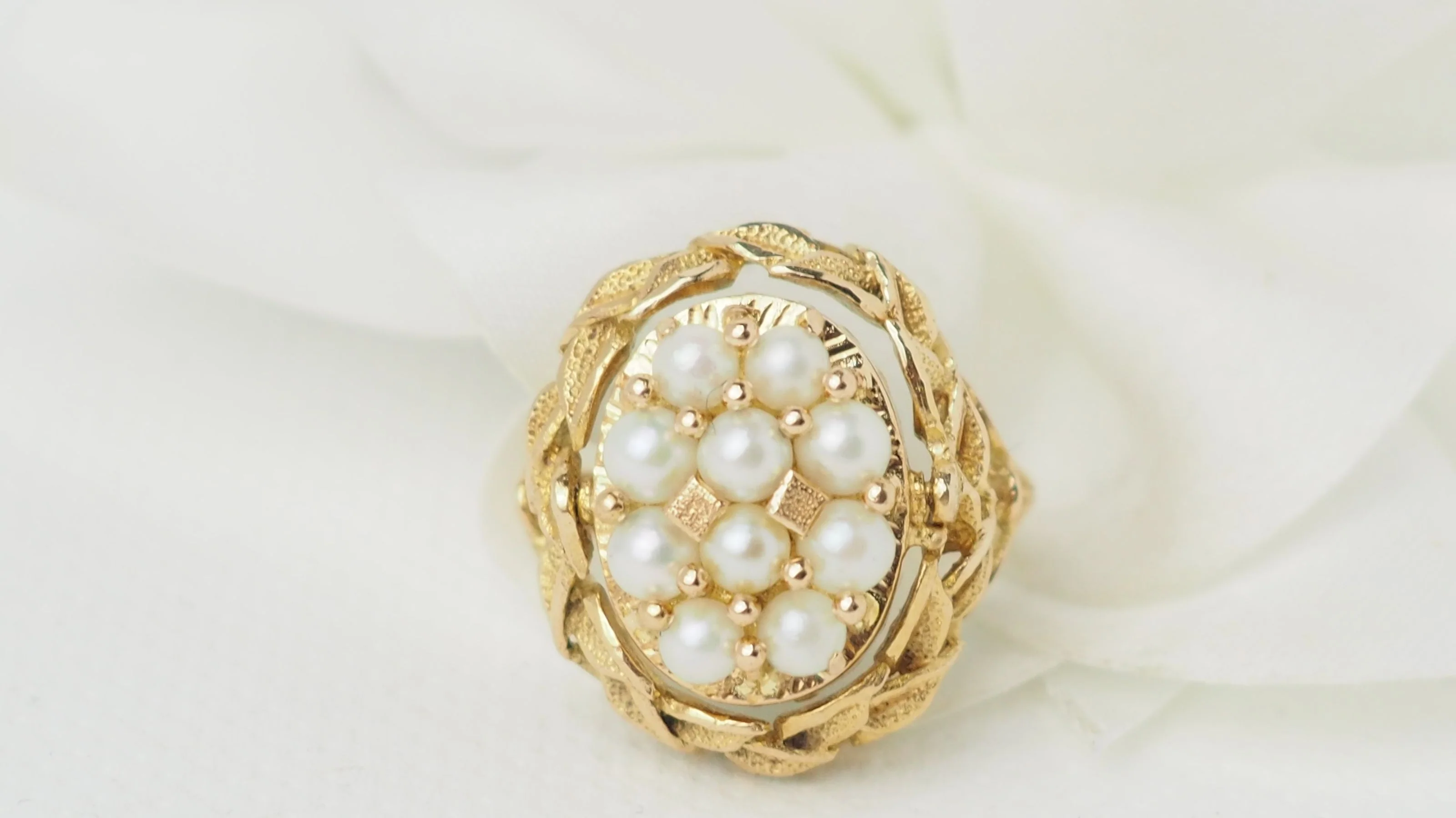 Bague Basculante En Or Jaune, Perles Et Amazonite - Image 8