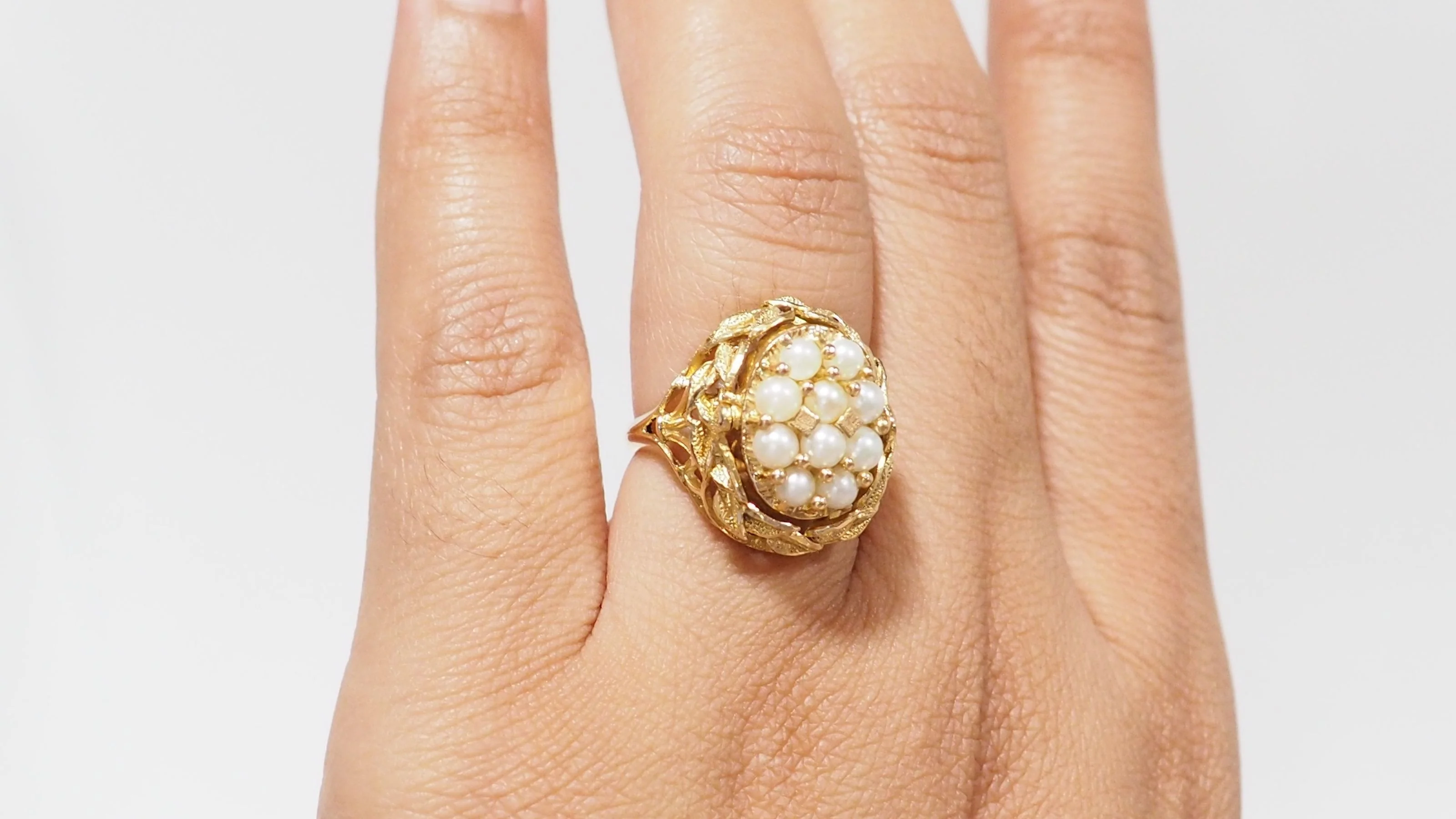 Bague Basculante En Or Jaune, Perles Et Amazonite - Image 9