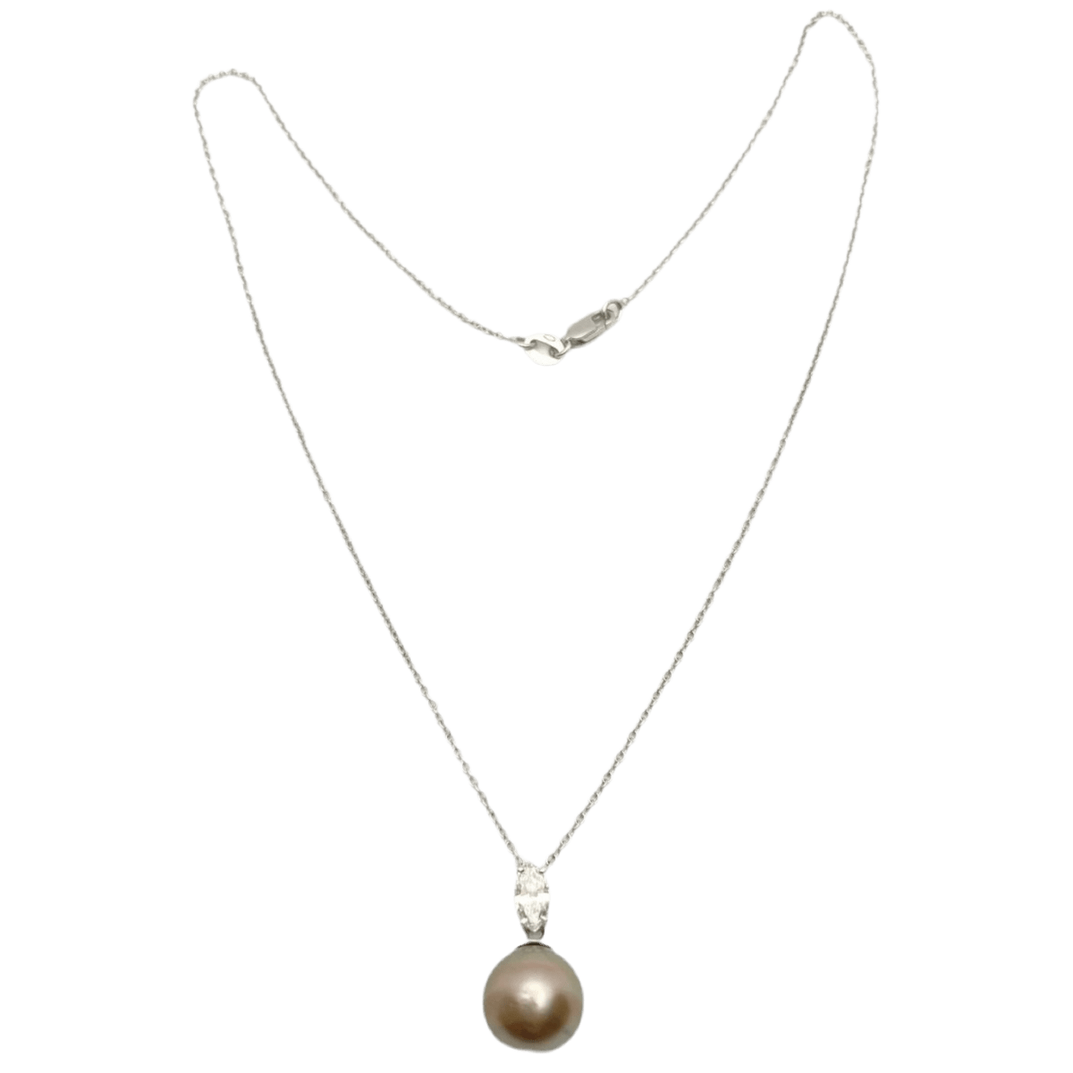 Collier Pendentif en or blanc, perle et diamant - Image 2