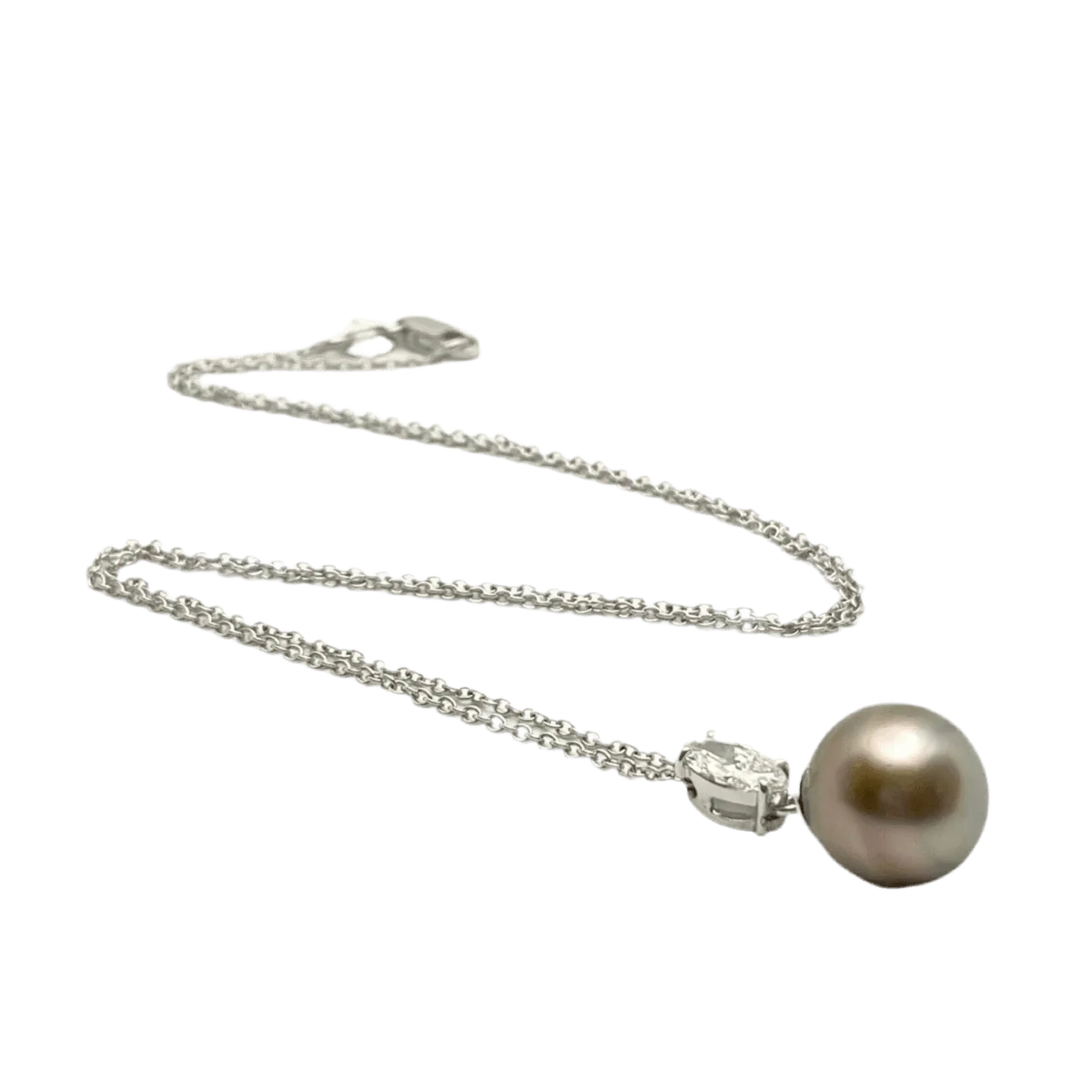 Collier Pendentif en or blanc, perle et diamant - Image 3