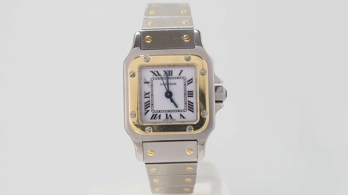 Montre Santos de Cartier en or et acier - Image 2