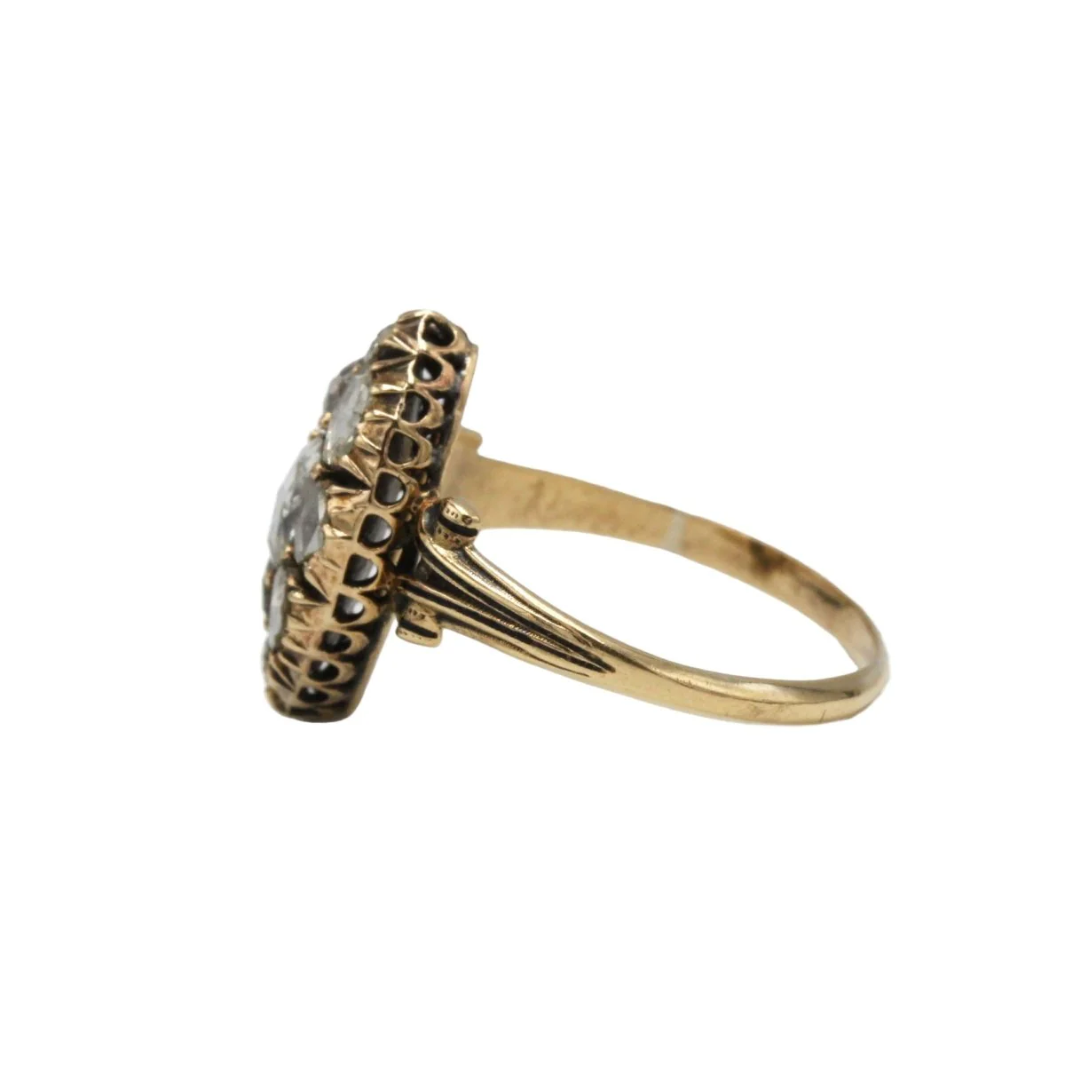 Bague Marquise en or jaune et diamants - Image 2