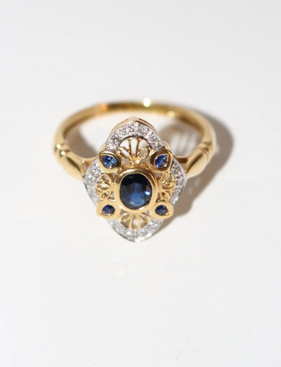 Bague Dentelles Saphirs Style Belle Epoque - Image 5