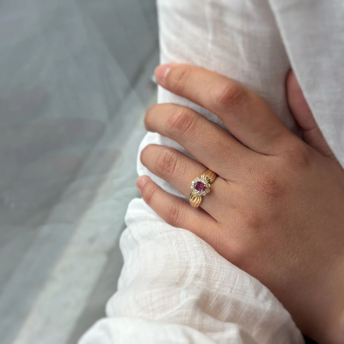 Bague - Or jaune, Diamants & Rubis - Image 4