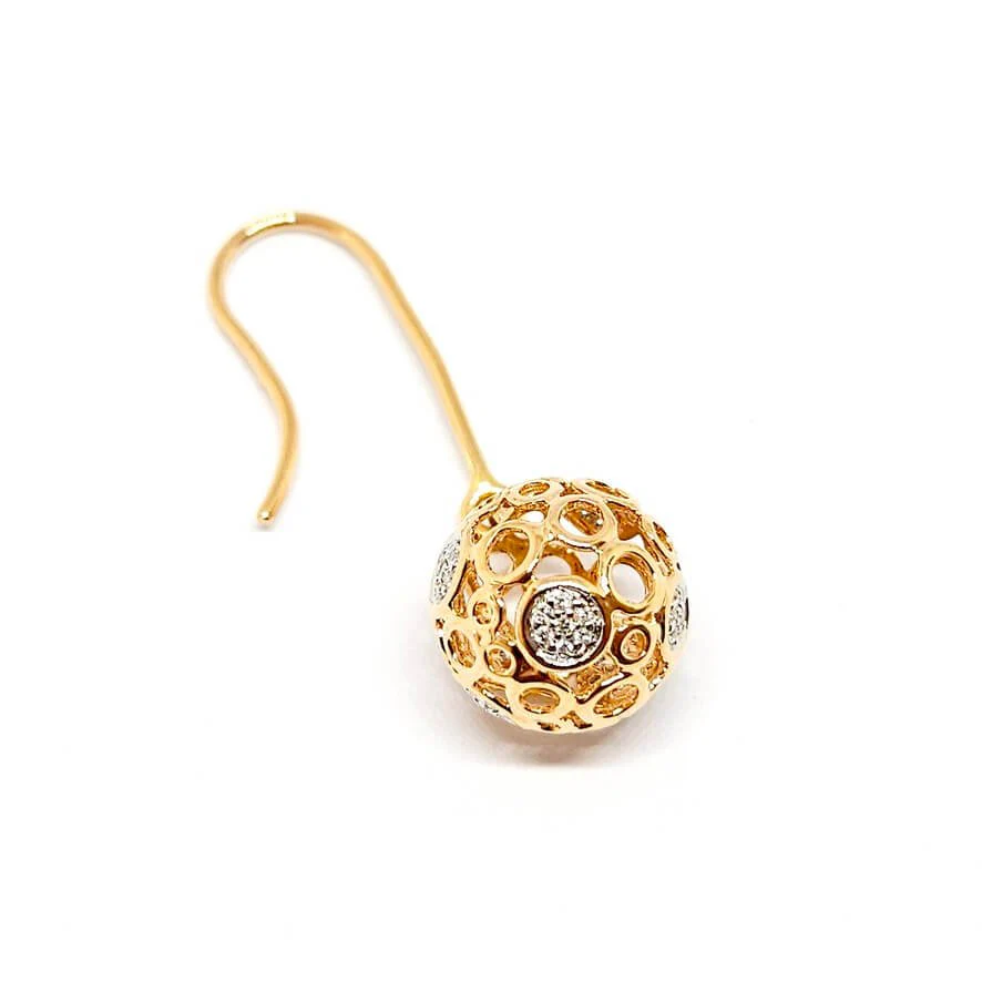 Pendants d’oreilles boules diamants or rose 18 carats - Image 2