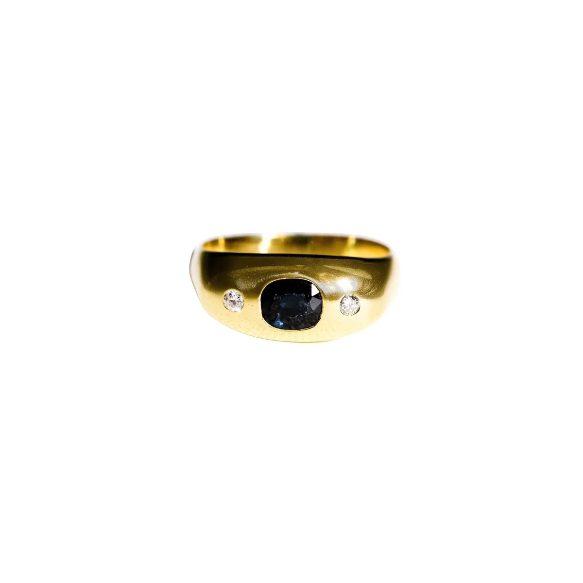Bague Jonc en or jaune, saphir, et diamants - Image 5