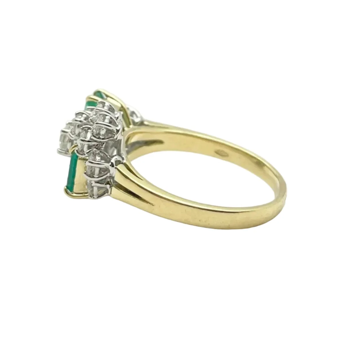 Bague en or jaune, or blanc, émeraudes et diamants - Image 3