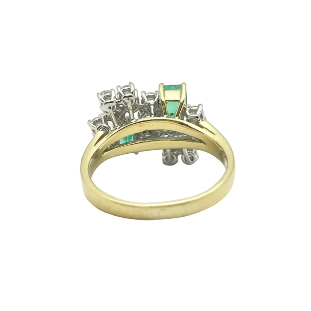 Bague en or jaune, or blanc, émeraudes et diamants - Image 4