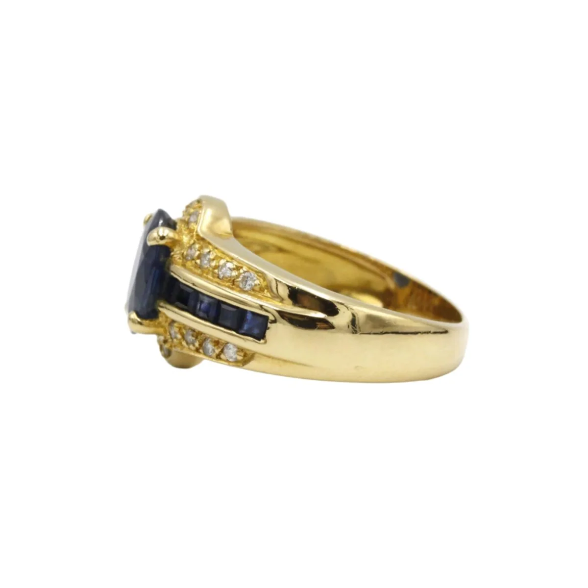 Bague en or jaune, saphirs et diamants - Image 2