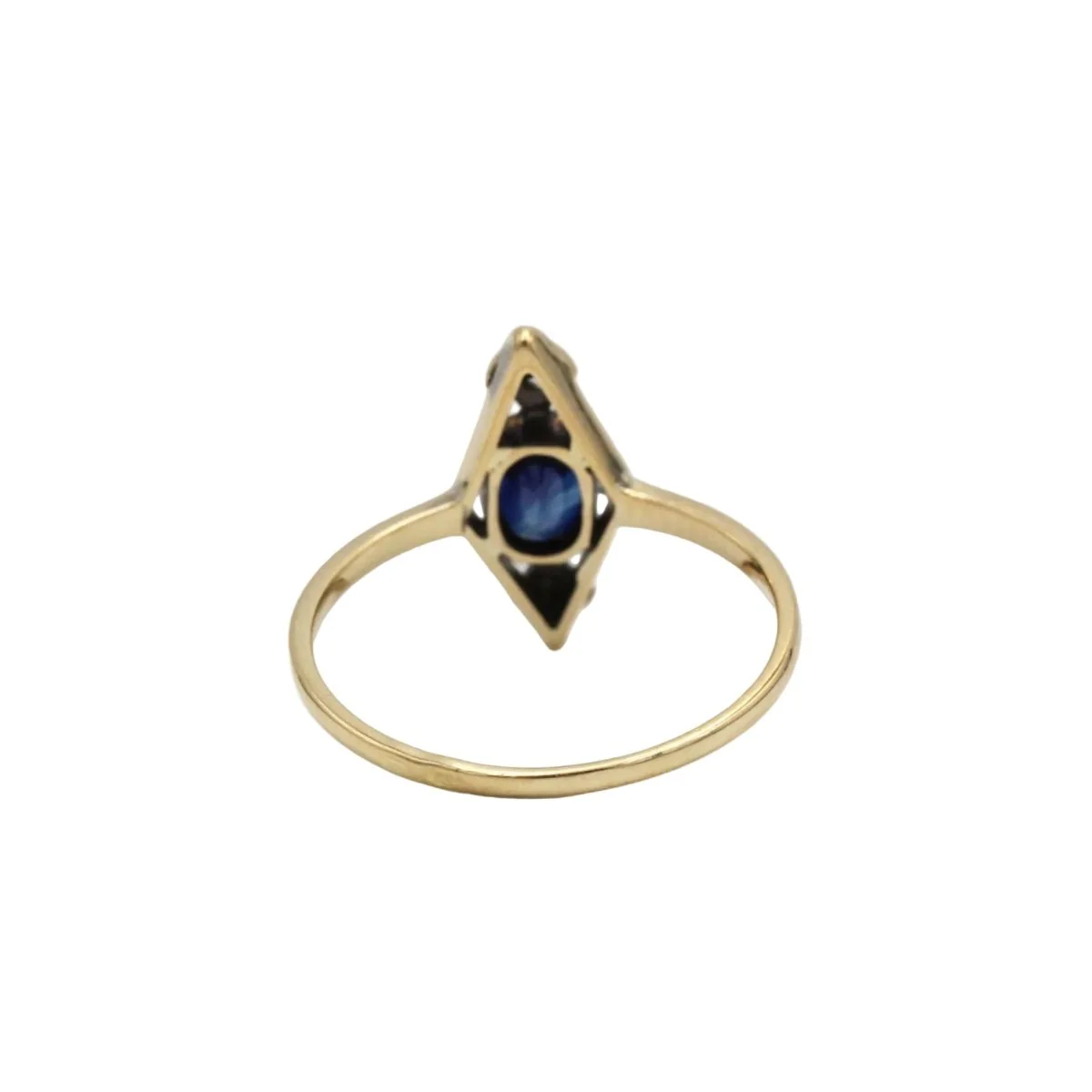 Bague Art Déco - Or jaune, Platine, Saphir & Diamants - Image 3