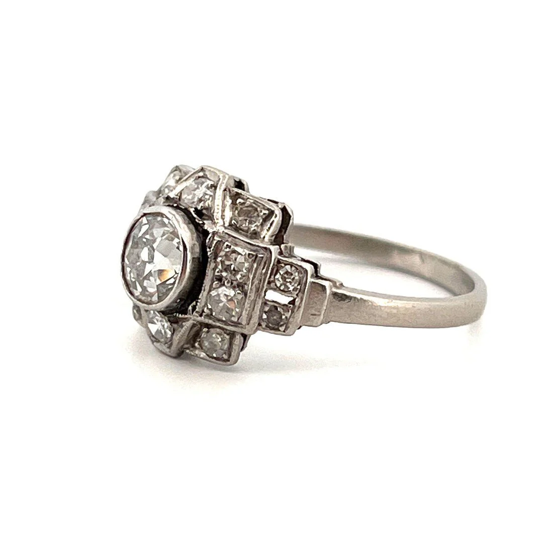 Bague Art Déco en platine et diamant - Image 4