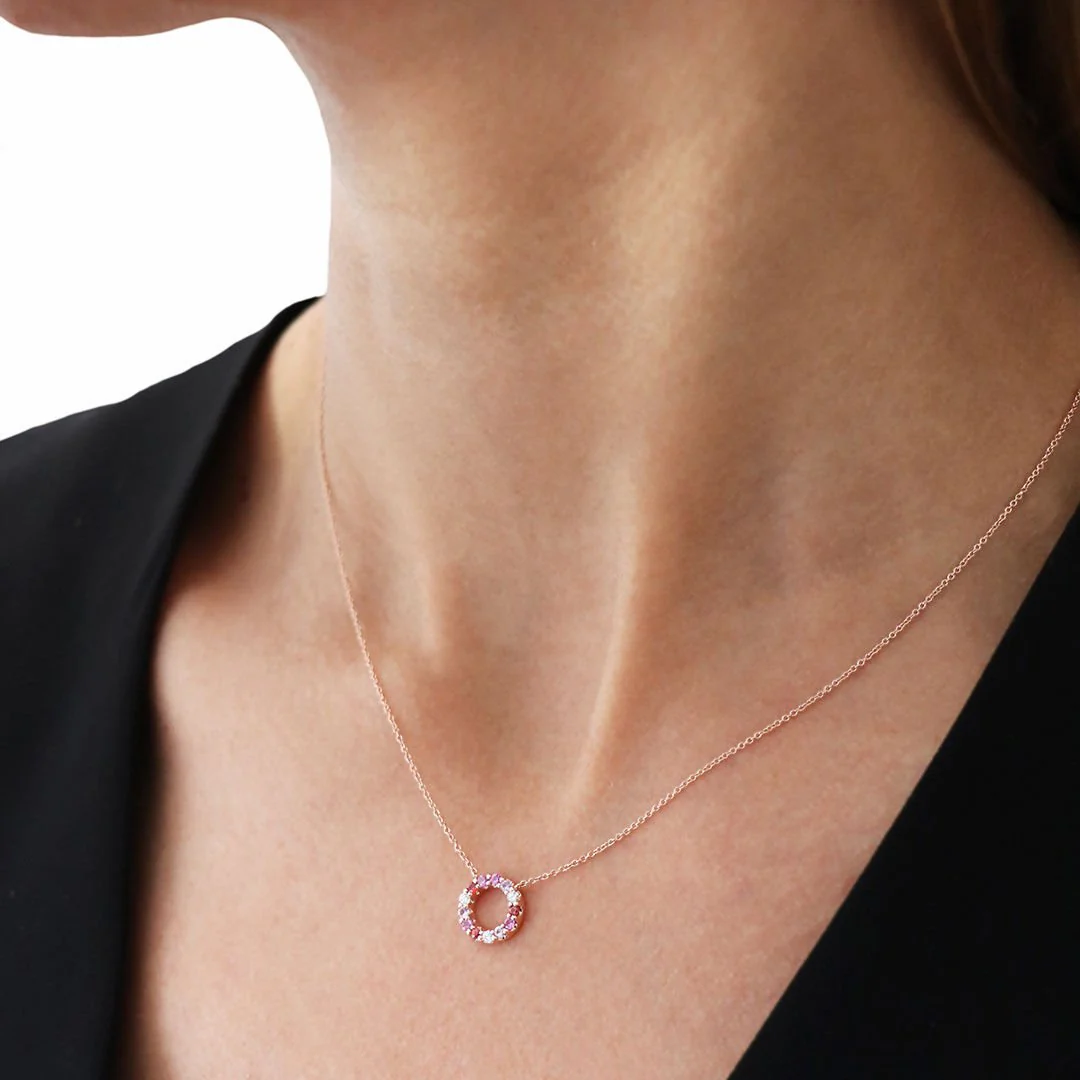 Collier Saphirs Multi Couleurs Or Rose - Image 2