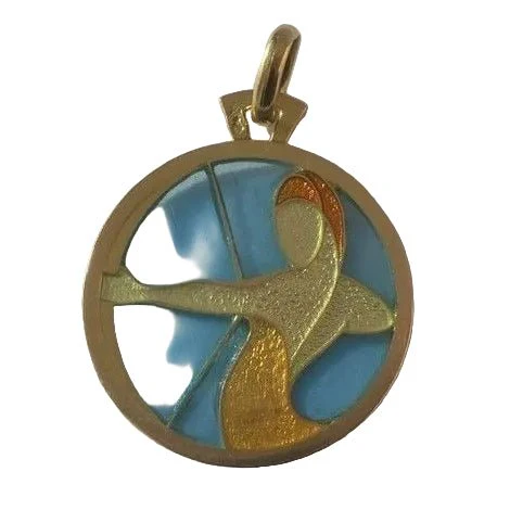 CARTIER - Rare pendentif Sagittaire Email plique-à-jour Or