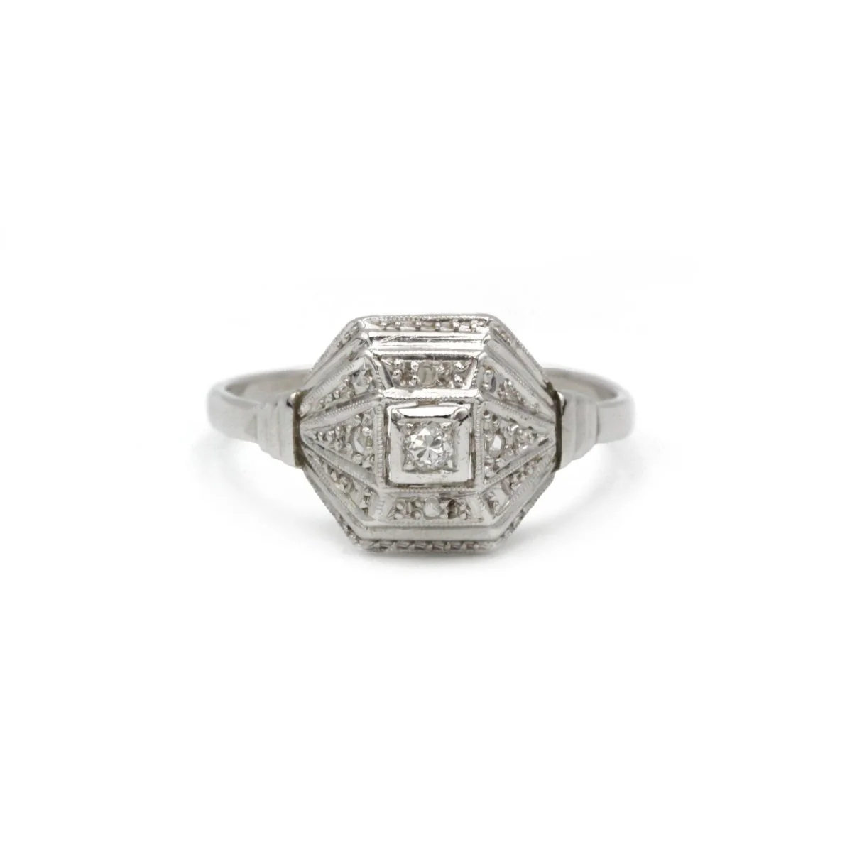 Bague - Or blanc, Platine & Diamants