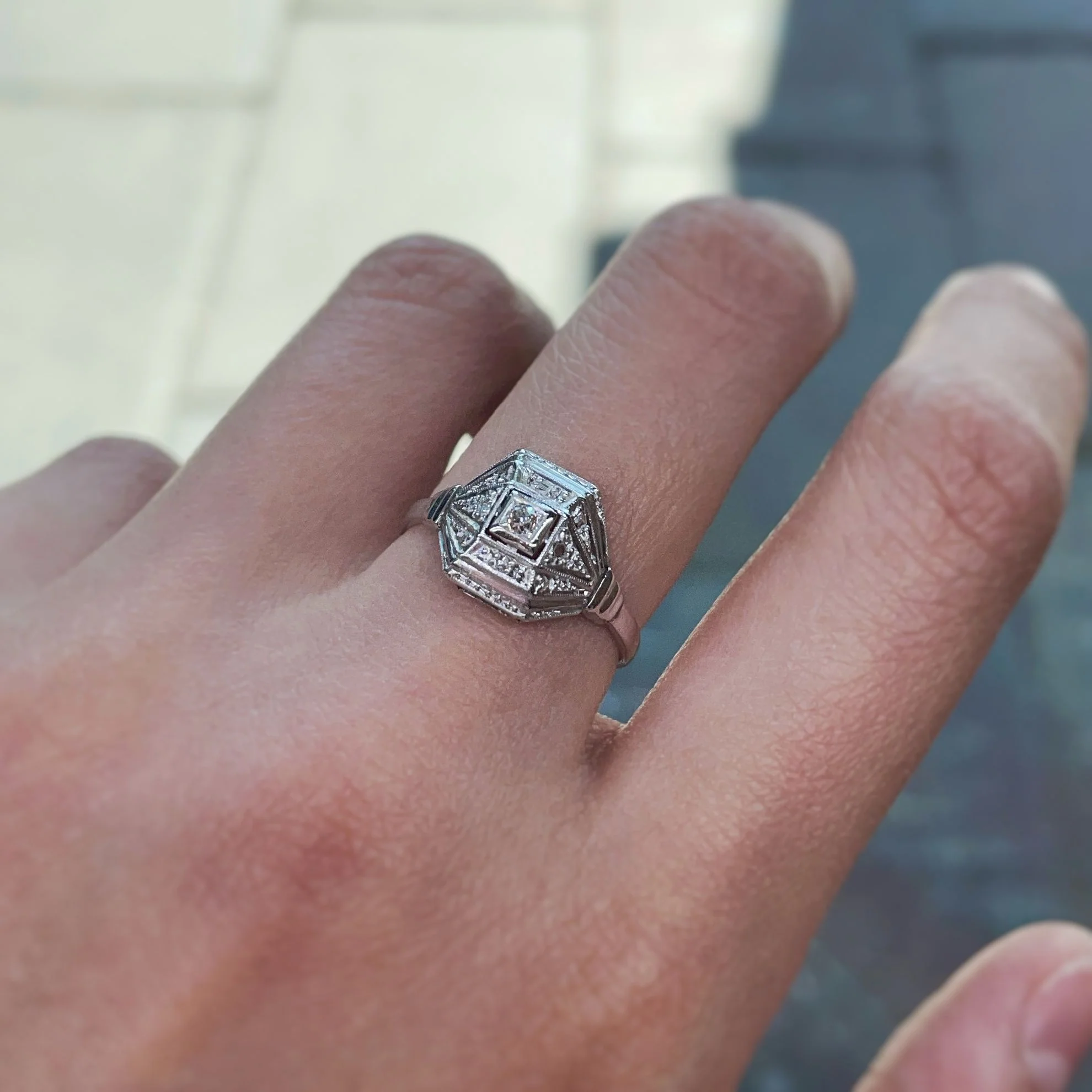 Bague - Or blanc, Platine & Diamants - Image 4