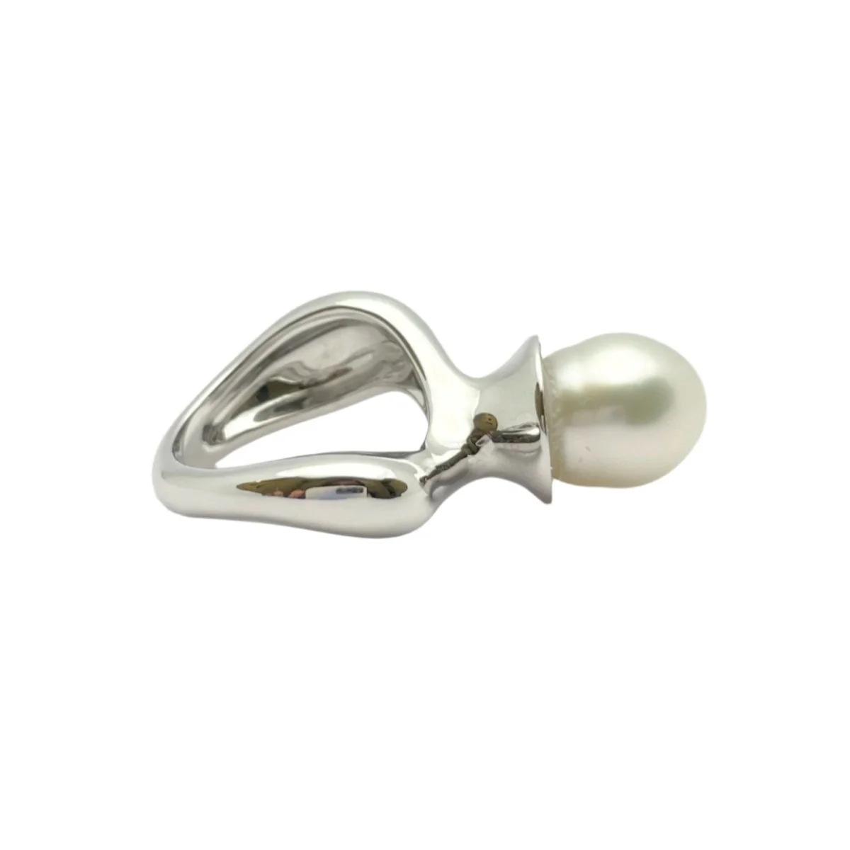 Bague en or blanc diamants et perle - Image 3