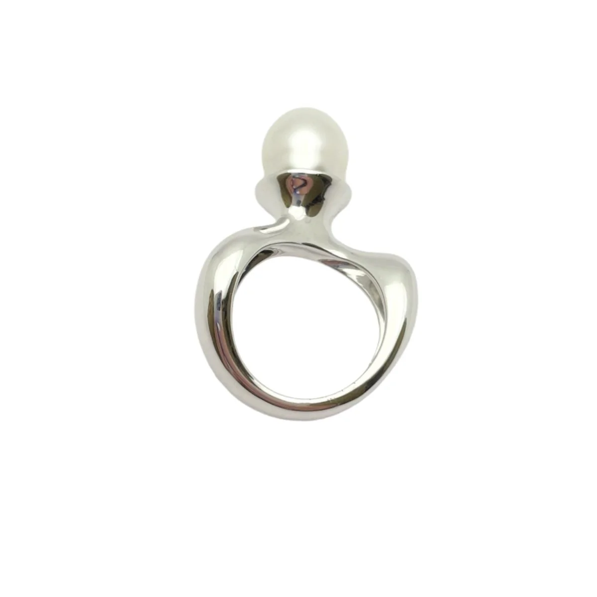 Bague en or blanc diamants et perle - Image 4