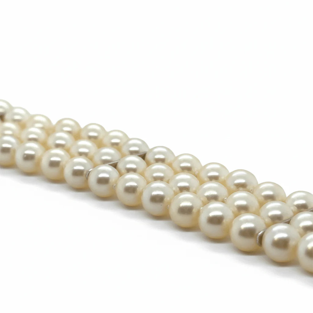 Bracelet Souple en or blanc, perles et diamants - Image 4