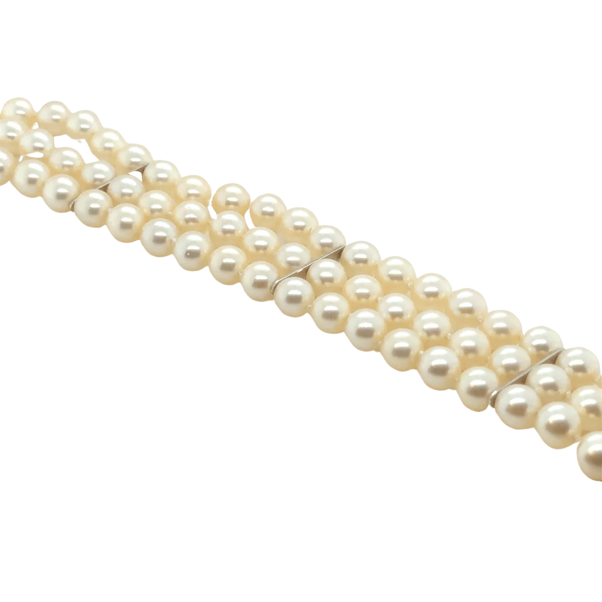 Bracelet Souple en or blanc, perles et diamants - Image 8