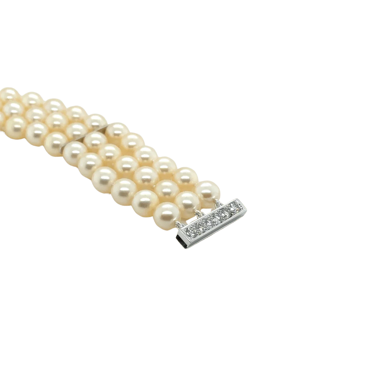 Bracelet Souple en or blanc, perles et diamants - Image 9