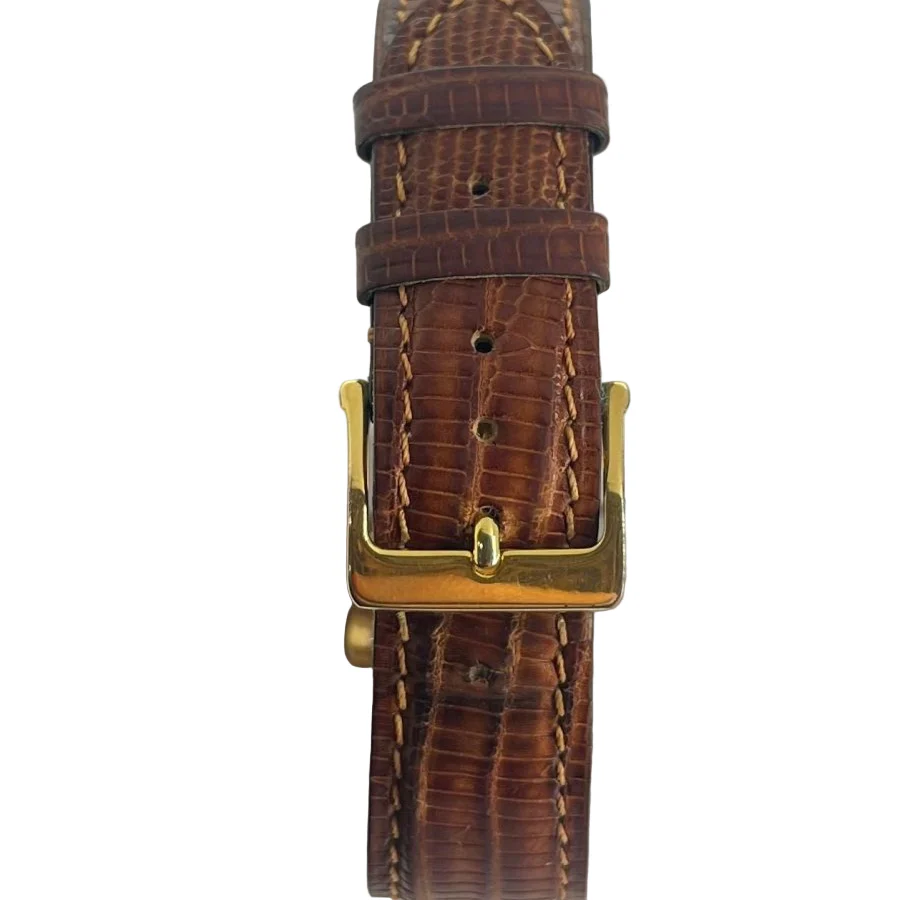 Montre MILUS Vintage en or jaune et cuir - Image 2