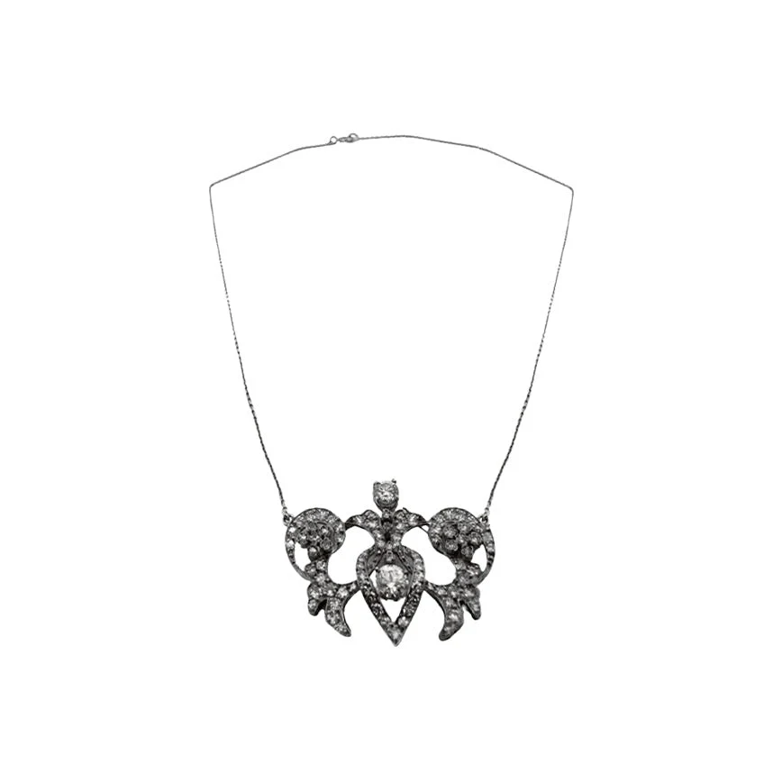 Collier Art Nouveau en platine, or blanc et diamants - Image 4