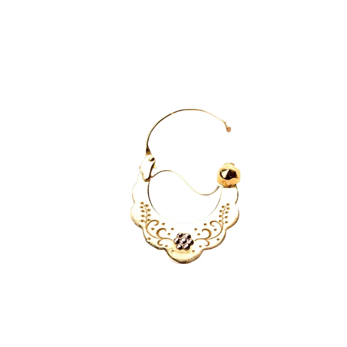 Boucles d'oreilles créoles savoyardes en or jaune et or blanc - Image 2