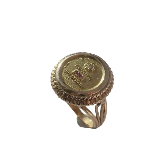 Bague A. AUGIS chevalière médaille d'amour en or jaune et diamant - Image 2