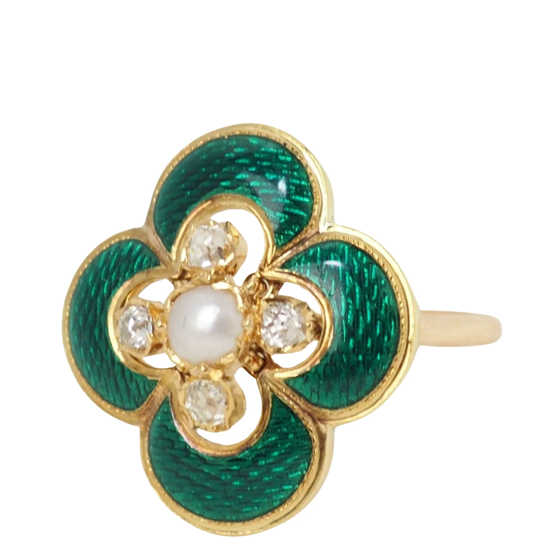 Bague ancienne en or jaune, perle et diamants - Image 5