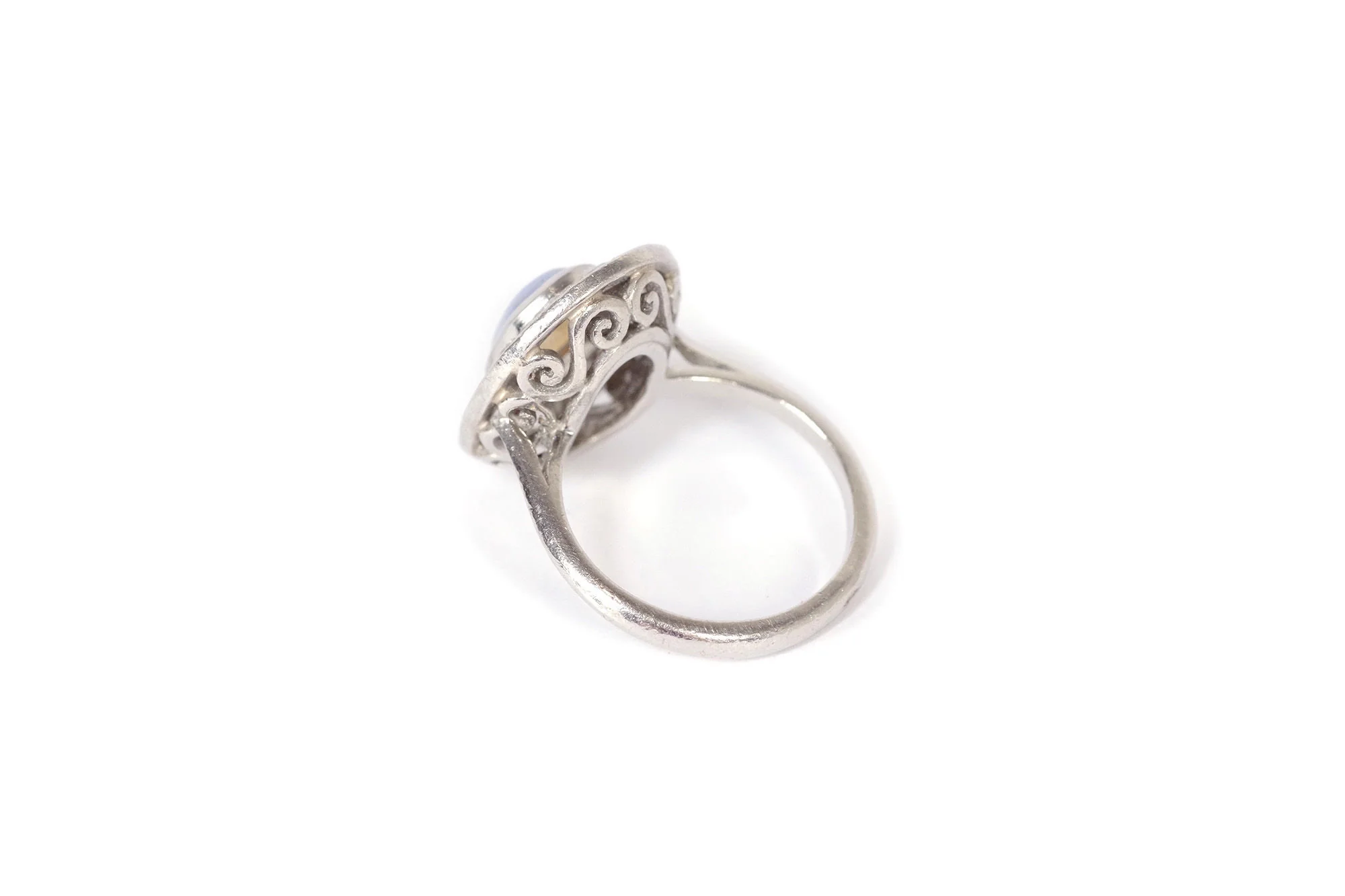 Bague Art Deco opale diamants en platine - Image 4