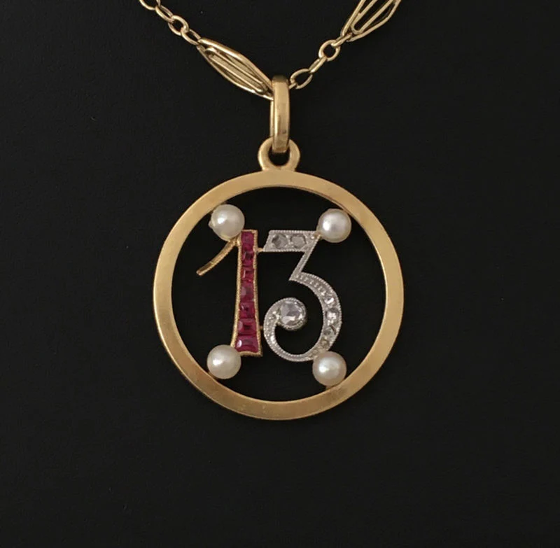 Pendentif Art Déco porte bonheur "13" - Image 2