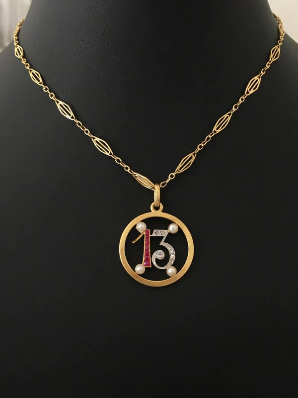 Pendentif Art Déco porte bonheur "13" - Image 4