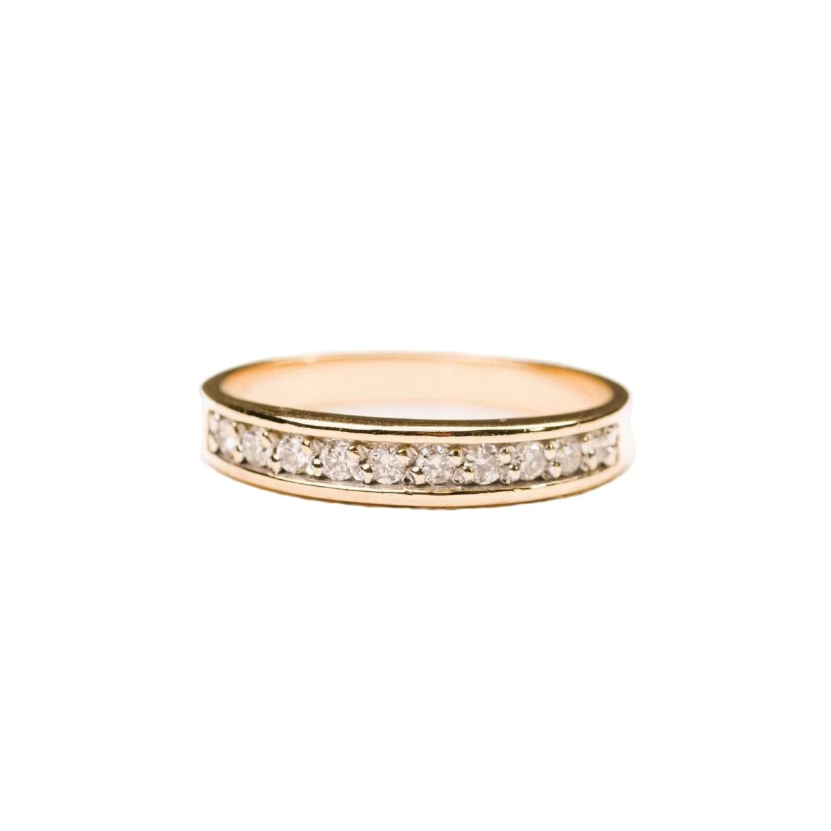 Bague Alliance demi-tour diamants en or jaune