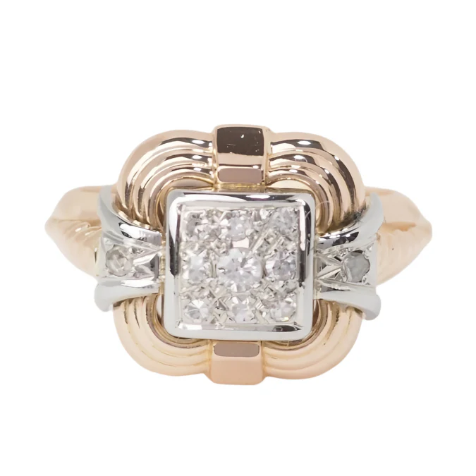 Bague Tank en or rose et diamants