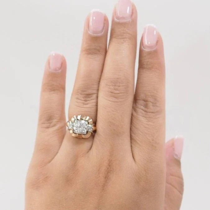 Bague Tank en or rose et diamants - Image 2