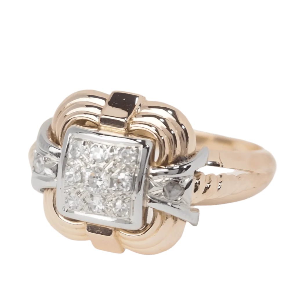 Bague Tank en or rose et diamants - Image 3