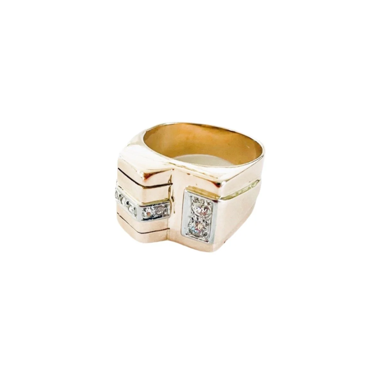 Bague Tank en or rose et diamants - Image 3